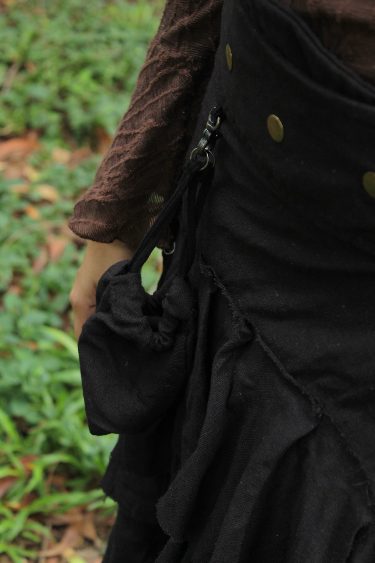 Black Boho Cotton Wrap Skirt