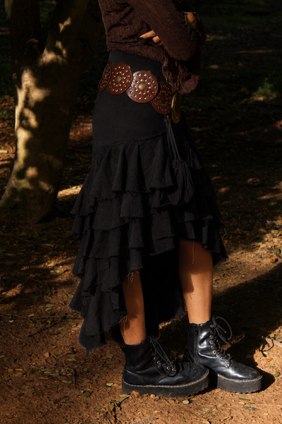 Black Boho Cotton Wrap Skirt