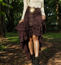 Rustic Brown Boho Cotton Wrap Skirt