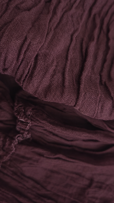 Burgandy Cotton Whimsical Ruffle Wrap Skirt