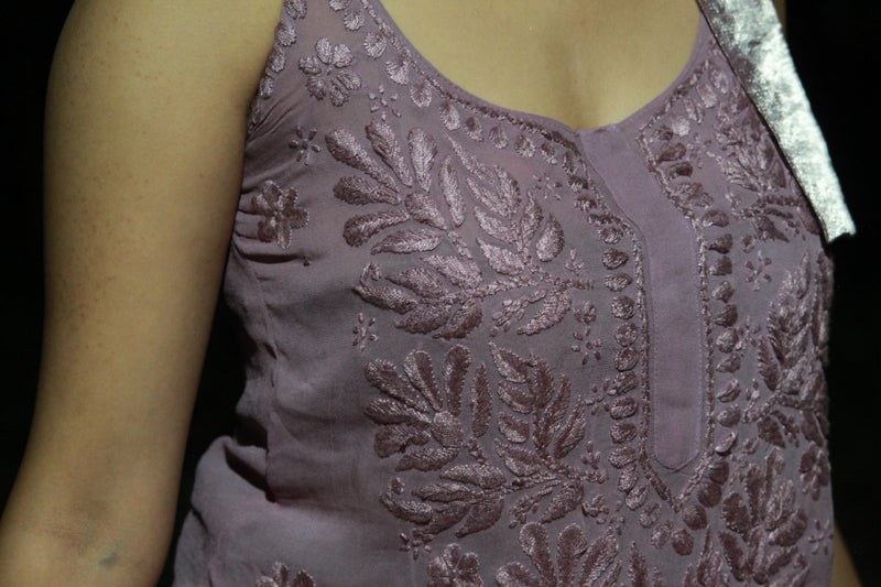 Old money Chikankari kurti with sleek dupatta/scarf
