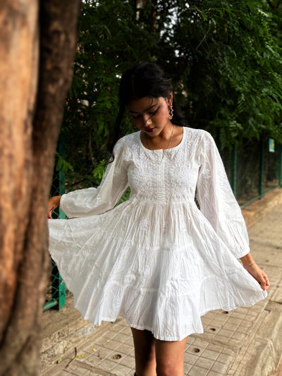 Ivory Chikankari Boho Dress