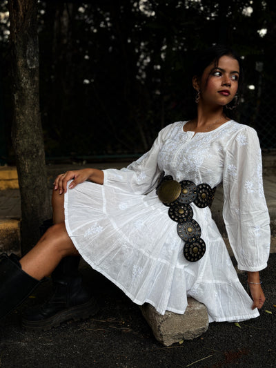 Ivory Chikankari Boho Dress