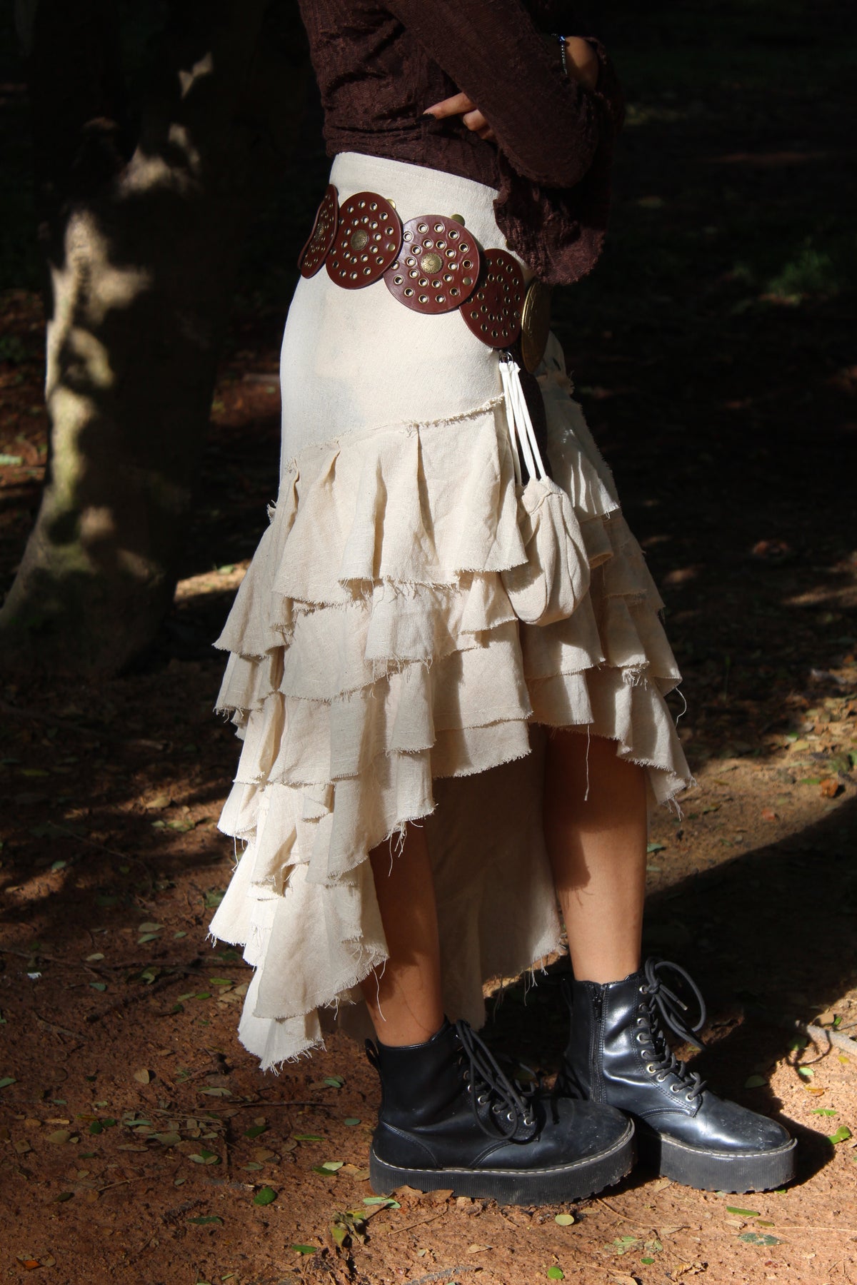 Biege Boho Cotton Wrap Skirt