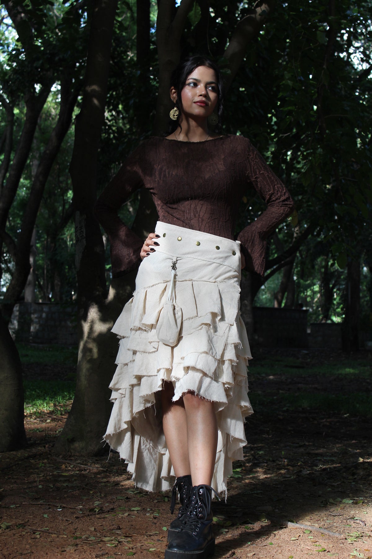 Biege Boho Cotton Wrap Skirt