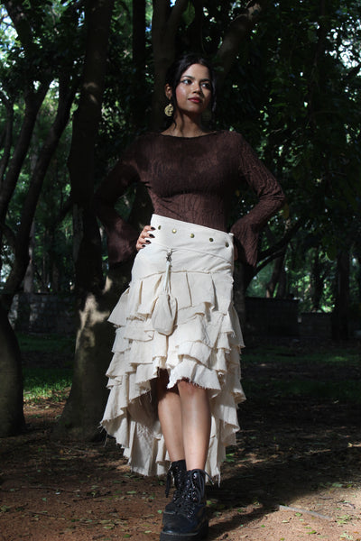 Biege Boho Cotton Wrap Skirt