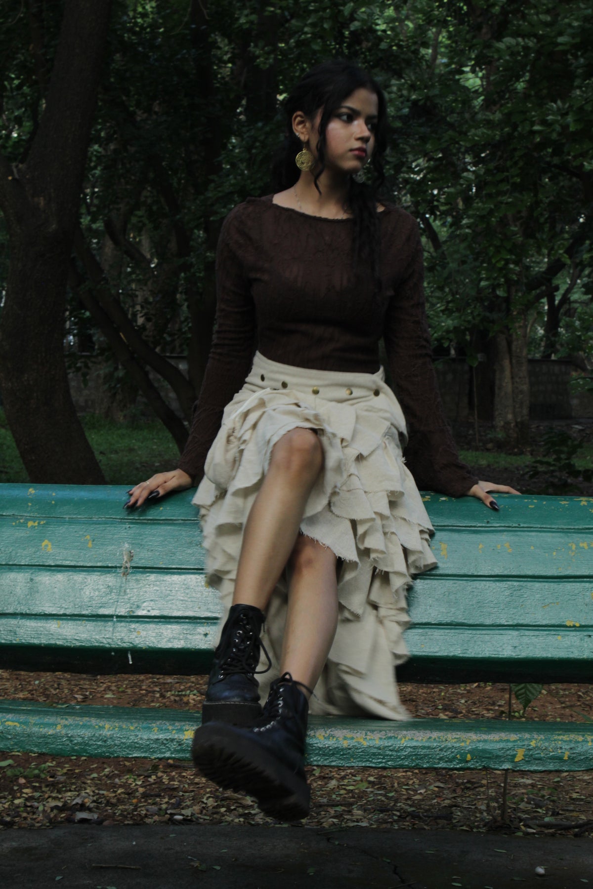 Biege Boho Cotton Wrap Skirt