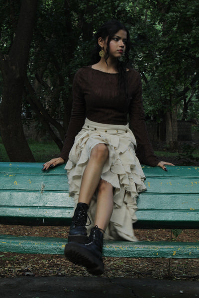 Biege Boho Cotton Wrap Skirt