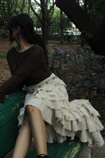 Biege Boho Cotton Wrap Skirt