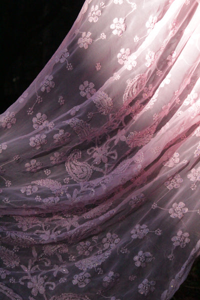 Baby pink handcrafted chikankari saree