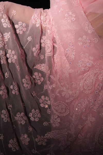 Baby pink handcrafted chikankari saree