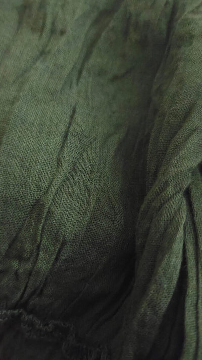 Forest Green Cotton Whimsical Ruffle Wrap Skirt