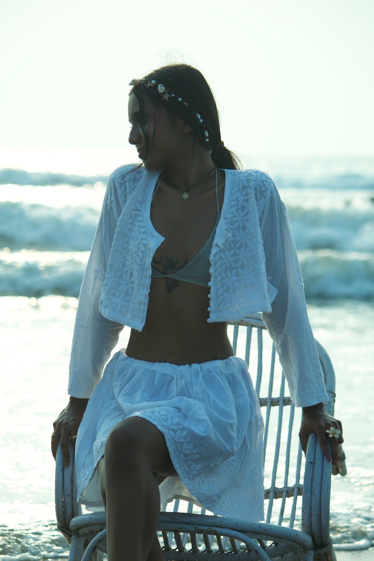 Angelcore white Chikankari coord set
