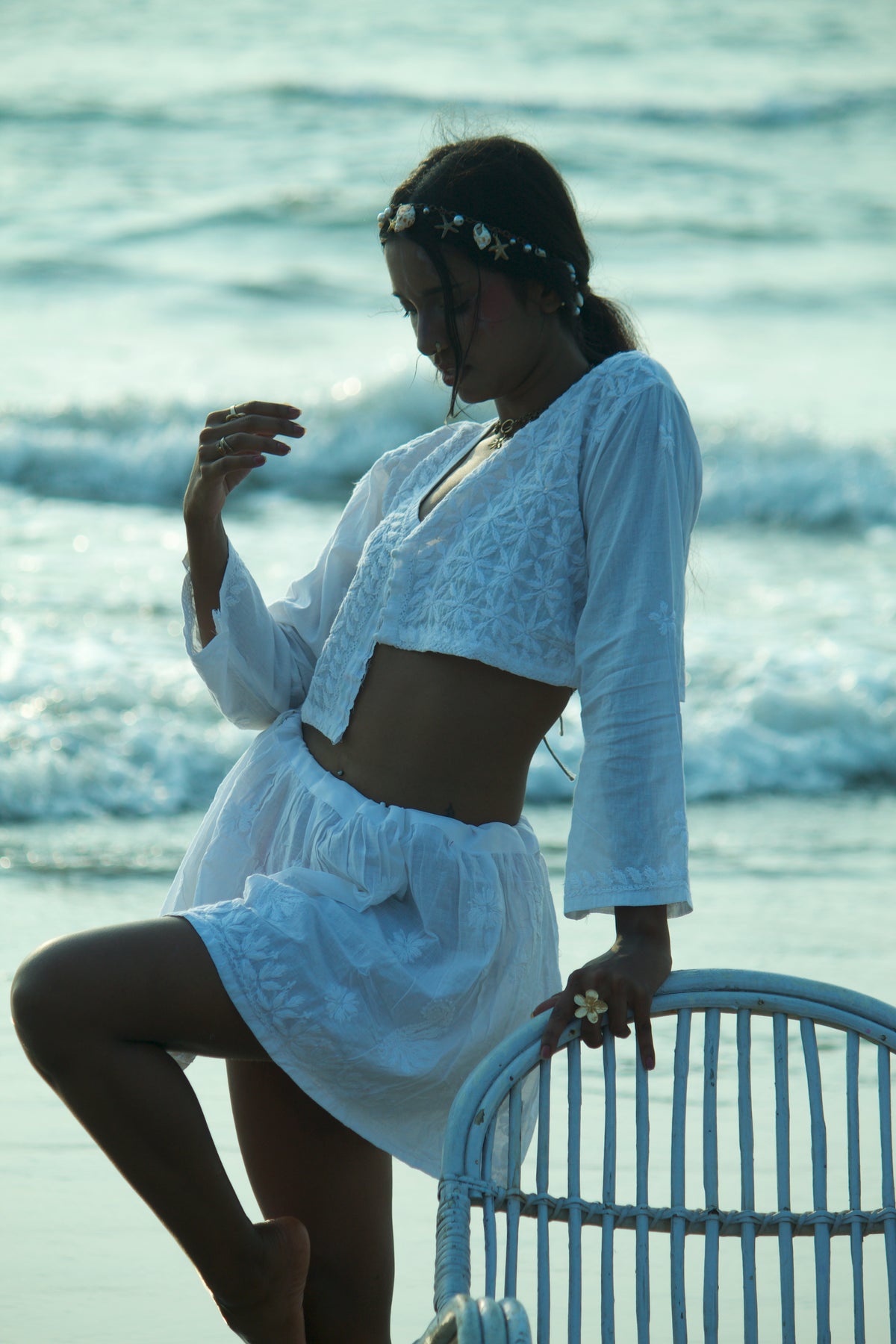 Angelcore white Chikankari coord set