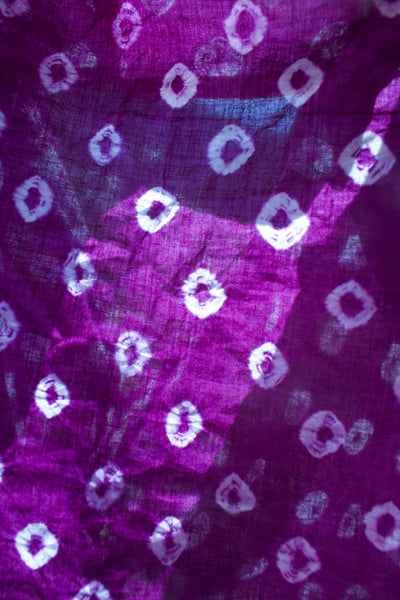 Julliet Rani- asymmetric purple halteneck Bandhani short corset kurti top