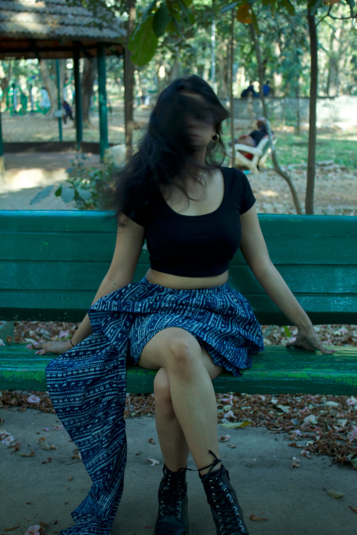 Indigo blockprint E-girl  Wrap Skirt with jellyfish dupatta
