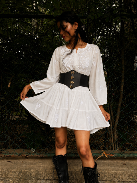Ivory Chikankari Boho Dress