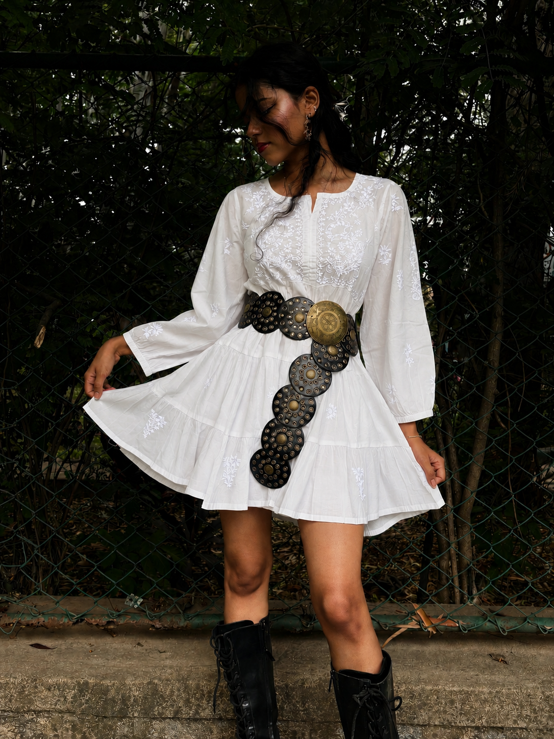Ivory Chikankari Boho Dress