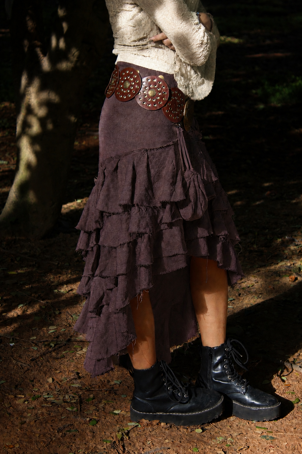 Rustic Brown Boho Cotton Wrap Skirt