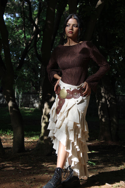 Biege Boho Cotton Wrap Skirt