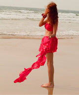 pink tie dye wrap skirt
